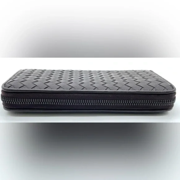 Bottega Veneta Dark Brown Expresso long Leather wallet zip around woven - Picture 4 of 14